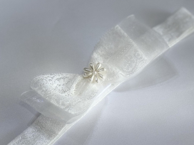 Vintage White Baby Bow Headband/Clip